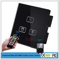 UK Standard 3 Gang 1 Load Wi-Fi&amp;amp;RF Curtain Remote Touch Switch With Toughened Glass Panel