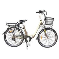 City Lady Aluminium Alloy Lithium Battery Electric Bike with Basket (TDE-038A)