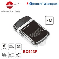 Universal Solar-powered Multipoint Bluetooth Hands Free Car Kit &amp;amp; Adapters with FM transmitter