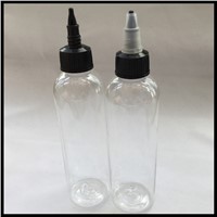 120ml PET plastic e liquid bottle with long dropper twist cap and easy filling empty e cig bottle