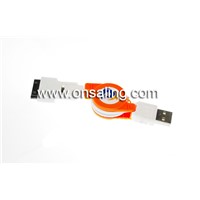 Retractable usb data cable with strain relief for smart phone