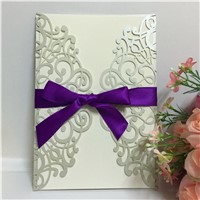 Luxury Korean Style Fantastic white Laser Cut Wedding Invitations Cards with Rhinestones