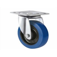 Blue elastic rubber caster wheel swivel or fixed or swivel with brake