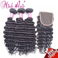 Mink Hair Factory Wholesale Price Unprocess 9A Grade deep wave Hair Weave Virgin Brazilian Hair