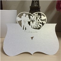 Popular laser cut customizable paper romatic wedding invitation seat table name place card