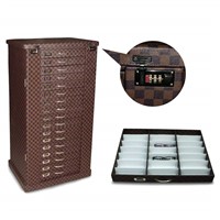 Professional glasses leather packaging box with drawers with CE certificate