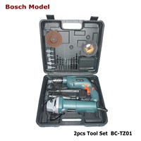 2pc impact drill and angle grinder power hand tool set