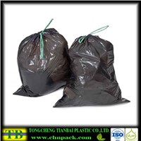 black plastic drawstring trash bags