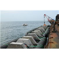 Rubber airbag/pontoon for subsea pipeline laying.