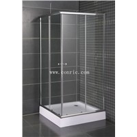 Simple corner shower enclosure with chrome aluminum profile