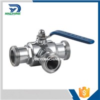 Stainless Steel Hygienic 3 Way Ball Valve Threading Ends