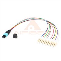 MPO MTP/UPC Male to Simplex 12LC/UPC 10 Gbs OM4 Optical Fiber Harness/ Fanout Cable