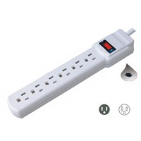UL/CUL 6 Outlet Power Strip with Surge Protector 2 Foot power cord