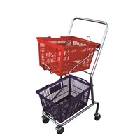 Japanese style two tier shopping cart for two shopping baskets