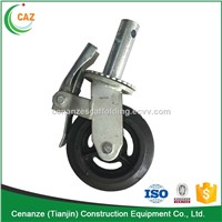 Swivel scaffolding caster wheel with brake