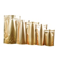 gold aluminium foil pouch standup zipper lock doypack snack packaging bags
