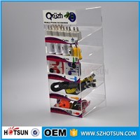 5 tiers perspex USB charger counter display, retail acrylic phone accessories counter display
