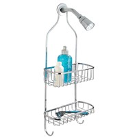 Shower Shelf with Hooks, Stainless Steel, 2 Tiers