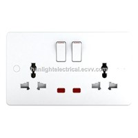 2 Gang Multi Function Switched Socket with Neon