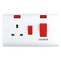 45A Cooker Control Unit Secure Switched Socket with Neon