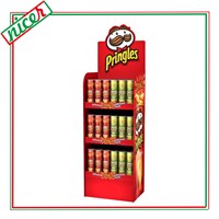 Corrugated cardboard point of sale potato chips display rack