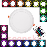 Ultra Slim Embeded Round RGB LED Panel Light 6W 9W 18W 24W Dual Double Color RGB And White