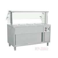 Commercial Stainless Steel Food Warmer with Pans &amp;amp; Glass Top