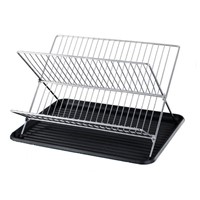 Cross Dish Drainer With plastic Tray