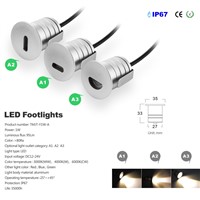 Mini 1W LED Step Light Footlight Recessed Inground Wall Light CREE Waterproof IP67 12V Stair Landscape Lighting