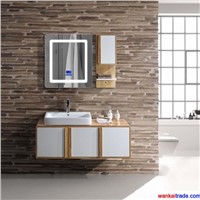 New Style Oak Bathroom Vanity with Double Doors, Bluetooth Music Player &amp;amp; Solid Wood Handle