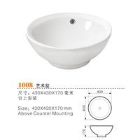 China Bathroom Wash Basins Manufacturers, Counter Top Basins Suppliers, Round Ceramic Basins 1008