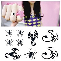 Women Cool Black Scorpion Temporary Tattoo Designs Waterproof Body Arm Art Transfer Fake Tattoo Stickers