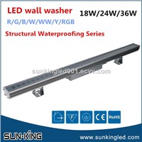 SUN-KING Outer Wall Linear Projector Ip65 DMX512 Control Or Auto Changing Color 24W RGB LED Wall Washer Light