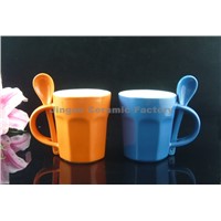 Ceramic Stoneware Coffee Mug with Spoon
