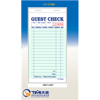 Two-Part Carbonless Restaurant Guest Check Pads CT-G7000