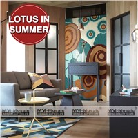 Lotus in Summer Hand Cutting Glass Tile Mosaic Mural Patterns