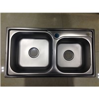 Custom Design above Counter Double Bowl Kitchen Washing Sink for Malaysia Market 7843A