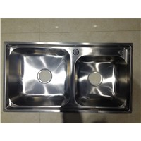 Usability &amp;amp; Durability Double Large Bowl Kitchen Sink for Dish &amp;amp; Vegetable Washing 7742