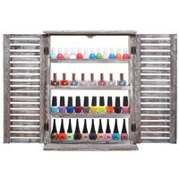 MyGift? Brown Wood Window &amp;amp; Shutter Design Nail Polish Rack for Wall / Salon Display Stand with 4 Shelves