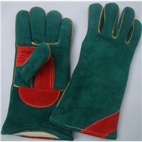 Green Split Cowhide Safety Welding Gloves/Warm Gloves/ Winter Gloves