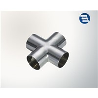 Sanitary Stainless Steel Pipe Fitting Welded Tri Clamp Four Way Cross