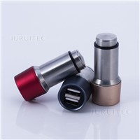 Stainless Steel Dual Ports DC5V 2.4A USB Car Charger