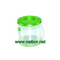 Clear Paint Can PVC Bucket Candy Pail with Tin Lid & Bottom Plastic Tube