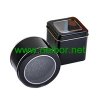 Black Color Square Metal Tin Watch Case Watch Display Box with Window &amp;amp; Foam