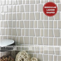 Home Building Material Cheap White Black Beige Trapezoid Ceramic Mosaic Wall Tile for Kitchen Bathroom Living Room