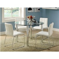 Clear /Black Round Glass &amp;amp; Chromed Dinning/ Coffee Tables