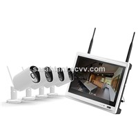 Wireless Home Security System 4CH WiFi IP Cameras NVR Kit, NVR with 11 Inch HD Screen
