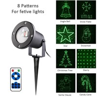 New Christmas Laser Projector 8 Patterns Outdoor Laser Light Red & Green Waterproof Star Projector
