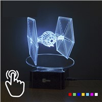 Star Wars Tie Fighter Lamp 3D Deco Vision Desk Lampara LED USB 7 Colors Changing Baby Sleeping Night Light