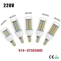 10Pcs Energy Saving E14 220V LED Bulb Lamp 5730 SMD 24/36/48/56/69 LEDs Replace 7W 12W 15W 20W 25W Fluorescent Light